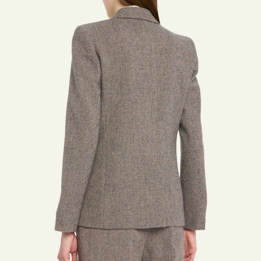 LAFAYETTE 148 tan brown Double Breasted Check Print Wool Jacket blazer - Picture 2 of 14